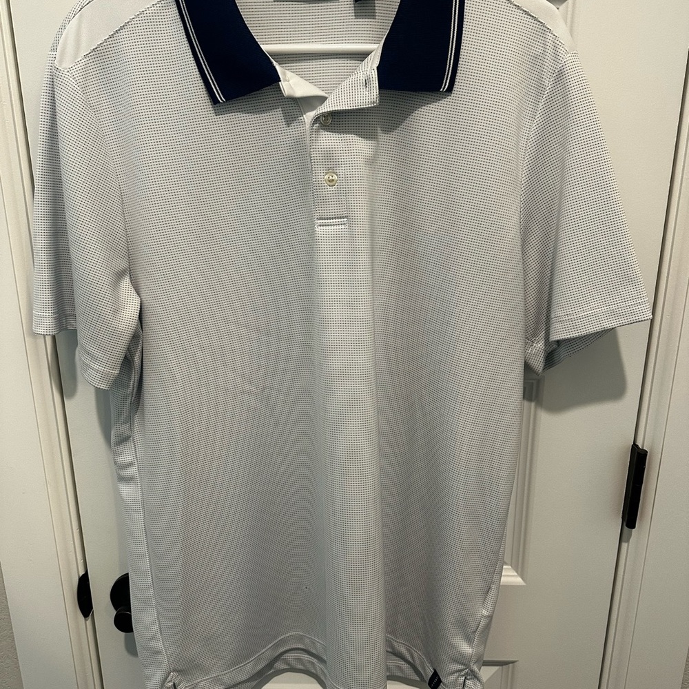 Perry Ellis White Polo with Navy Contrast Collar